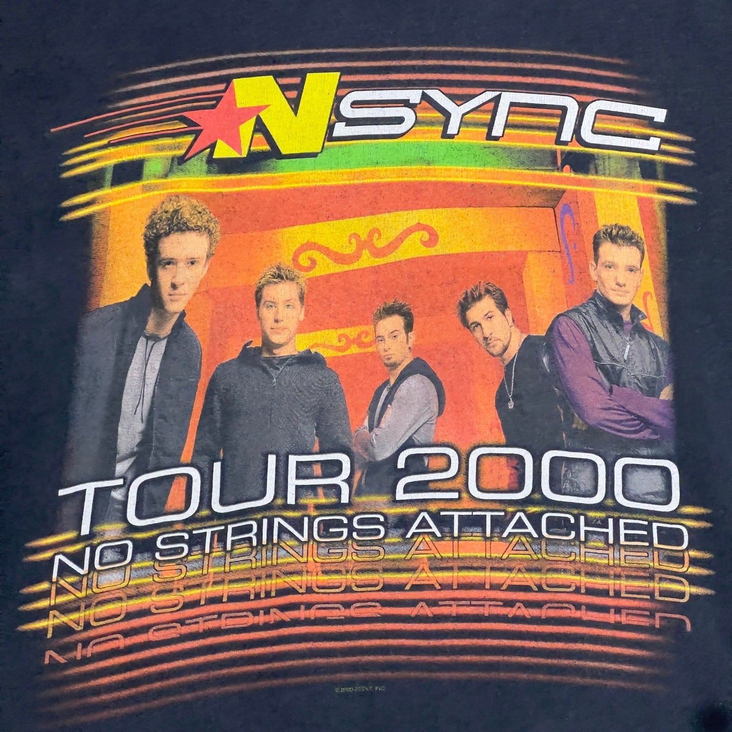 Vintage 2000 NSYNC No Strings Attached Tour Shirt Mens Large Black Short Sleeve