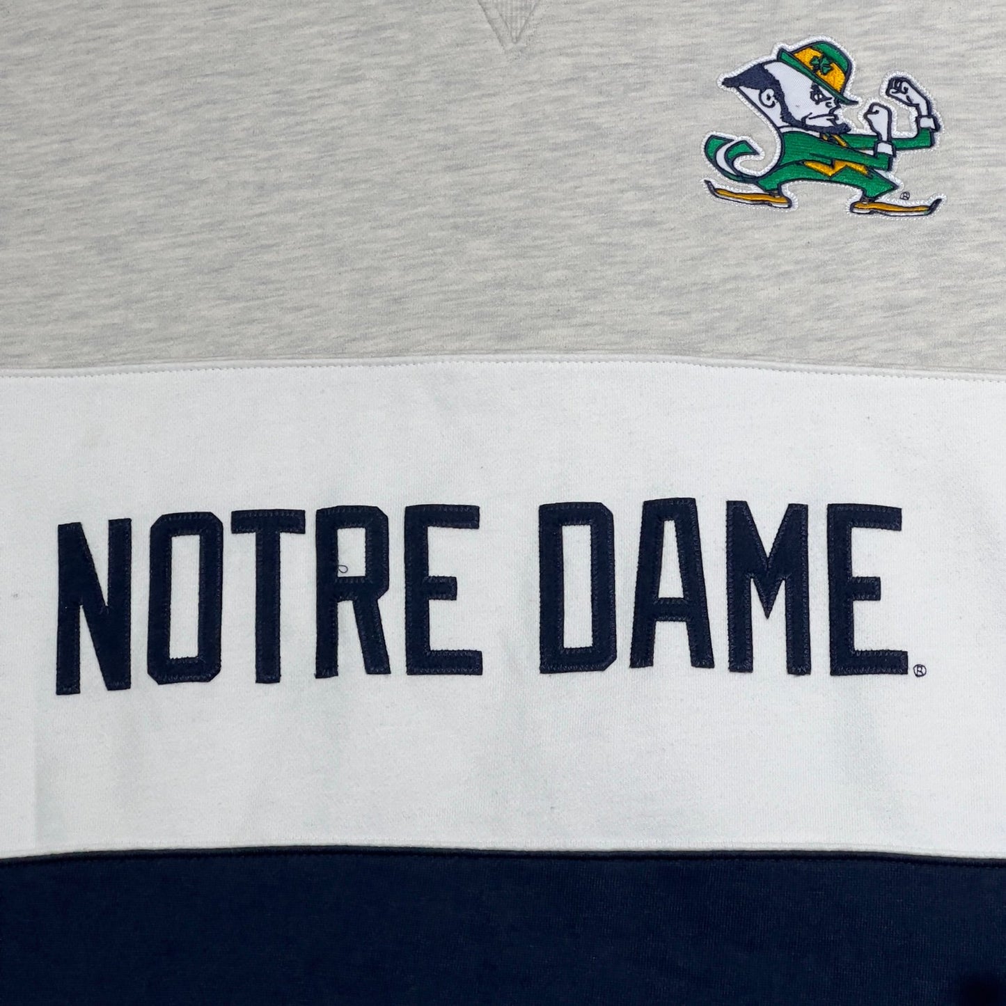 Champion Notre Dame Crewneck Sweater Mens Large Pullover NCAA Colorblock Blue