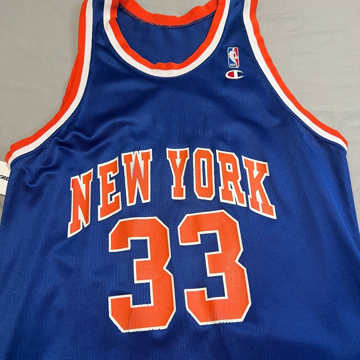 Vintage Patrick Ewing New York Nets NBA #33 Jersey Champion Mens Large Blue
