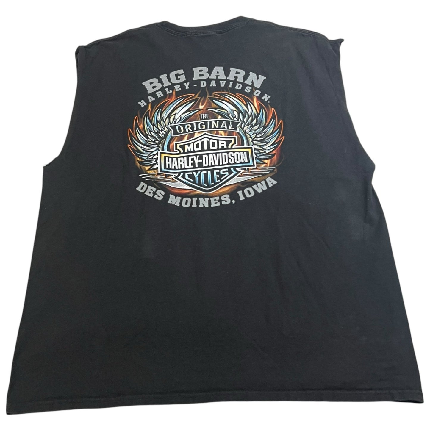 Harley Davidson Des Moines Big Barn Shirt Mens 2XL XXL Sleeveless Tank Top Black
