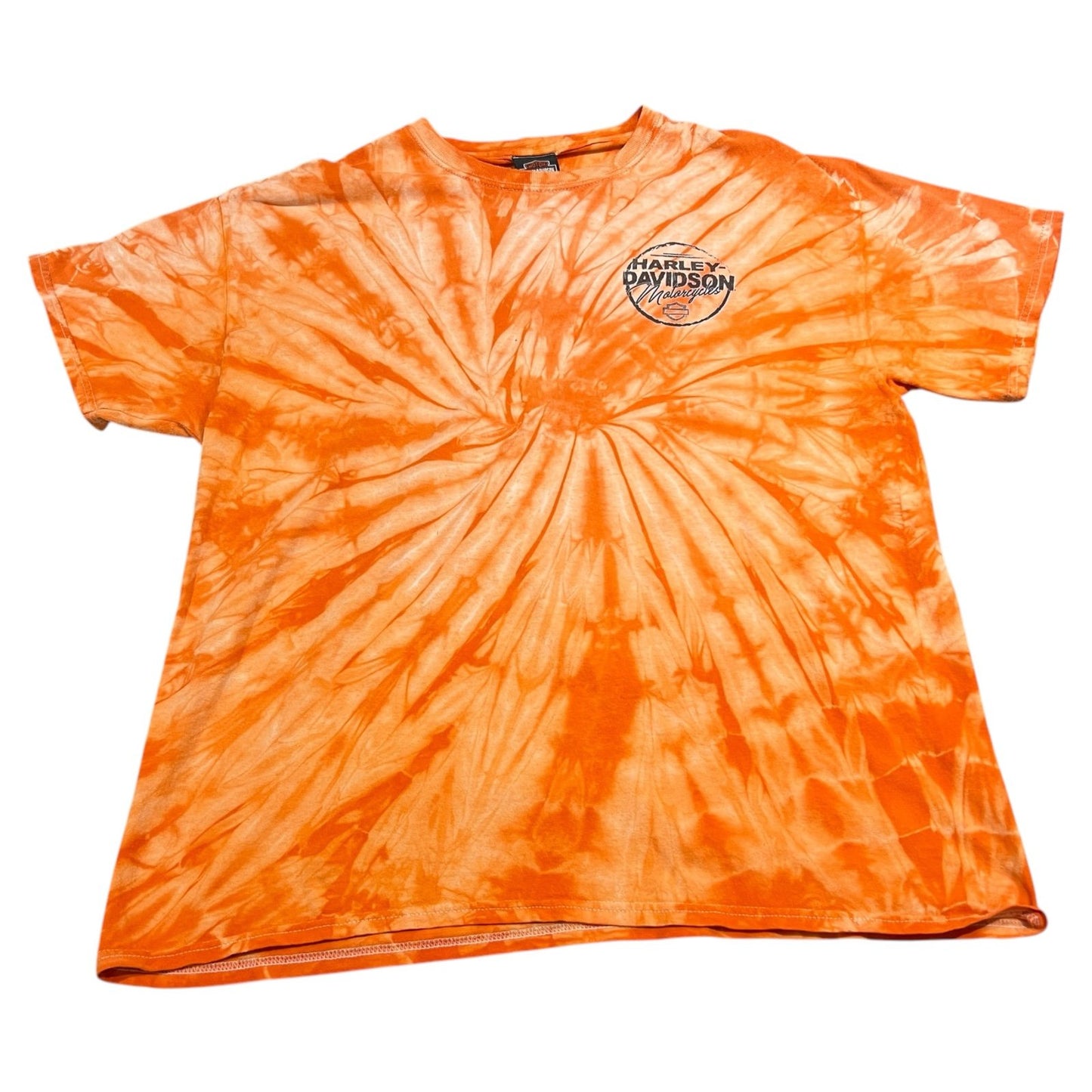 Harley Davidson Tie Dye Shirt Mens XL Orange Short Sleeve Motorcycle Biker