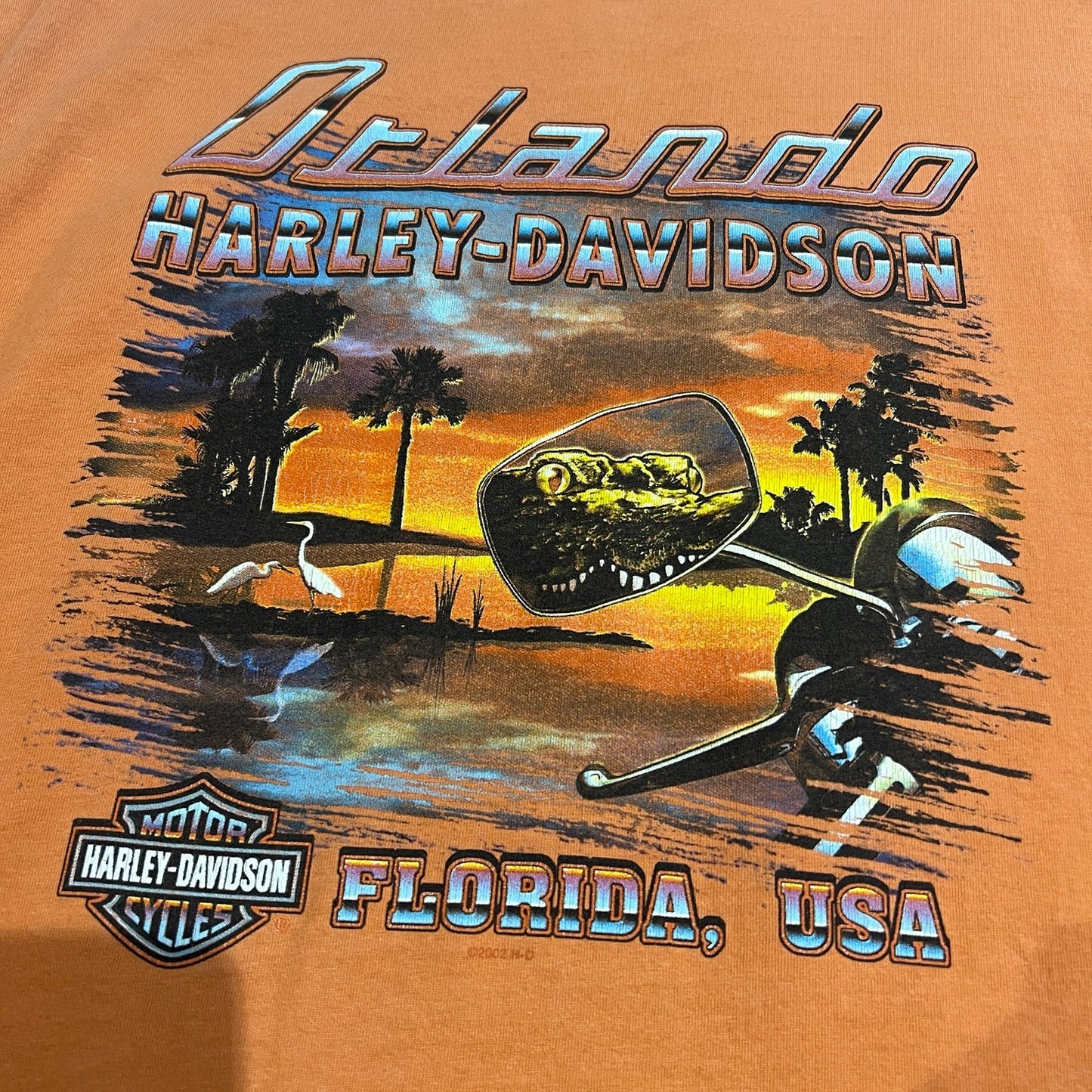 Harley Davidson Sleeveless Tank Top Shirt Mens XL Pocket Orlando Orange