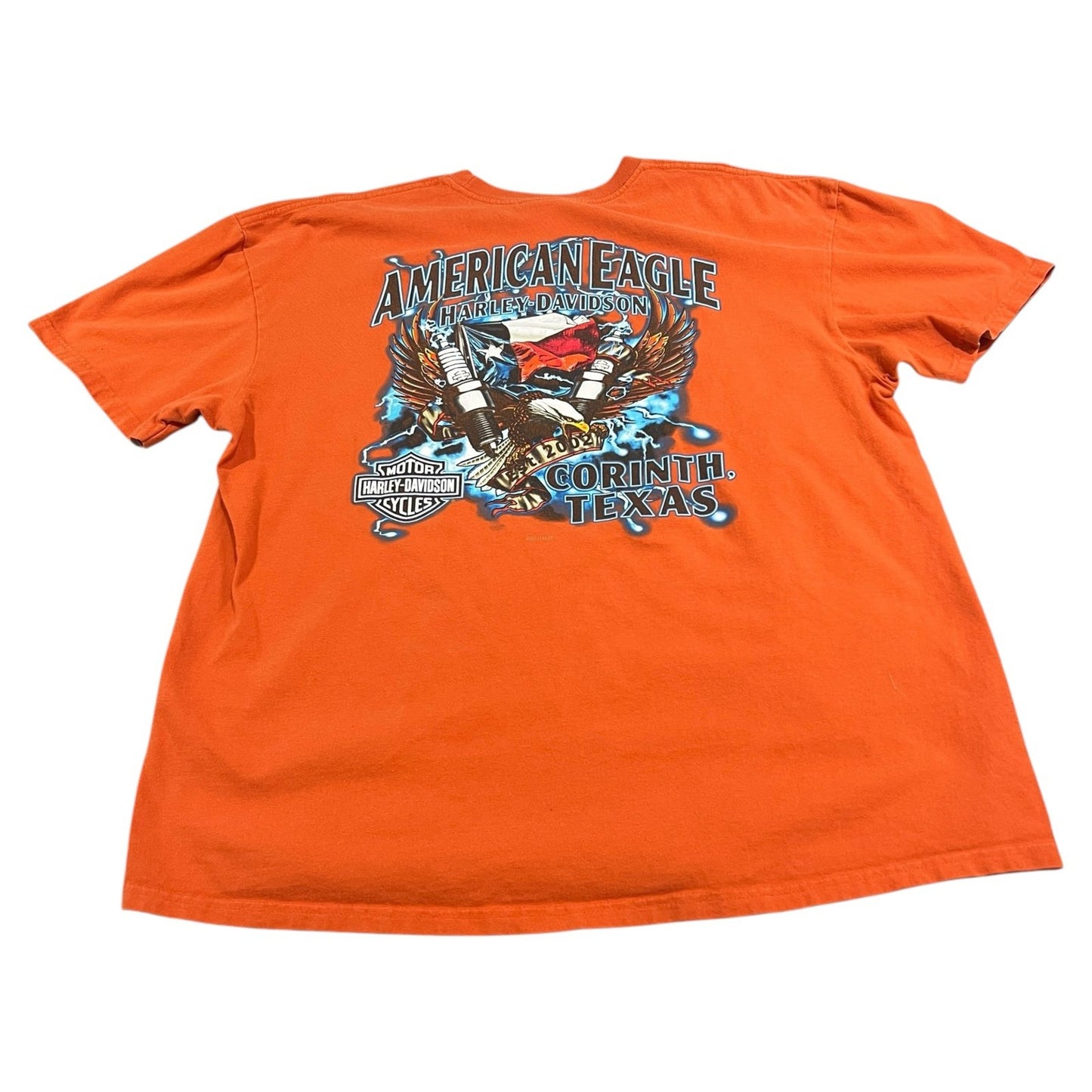 Harley Davidson Corinth Texas American Eagle Shirt Mens 2XL XXL Clown Orange