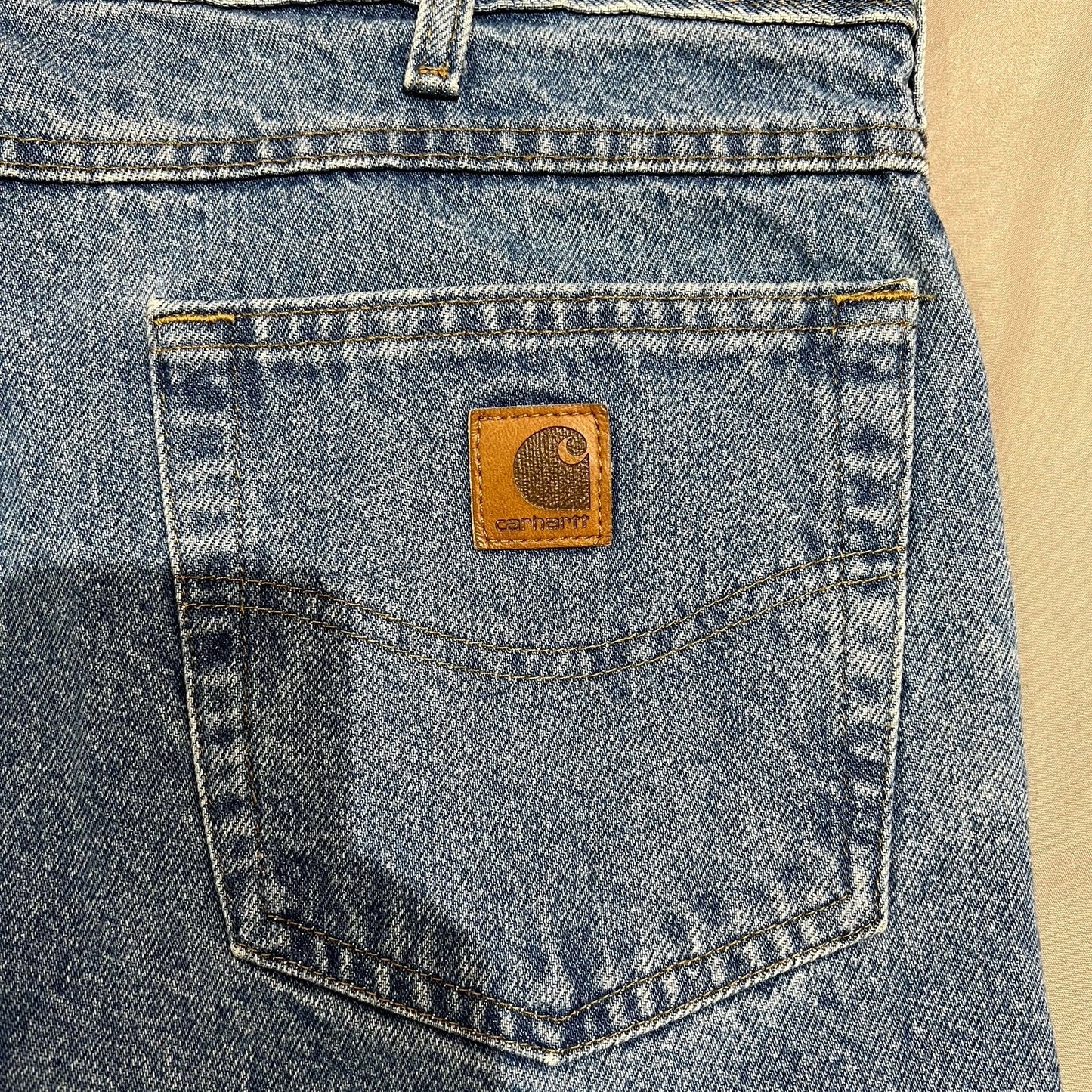 Carhartt Jeans Mens 38x34 Relaxed Fit Blue Pants Workwear B17 STW Denim