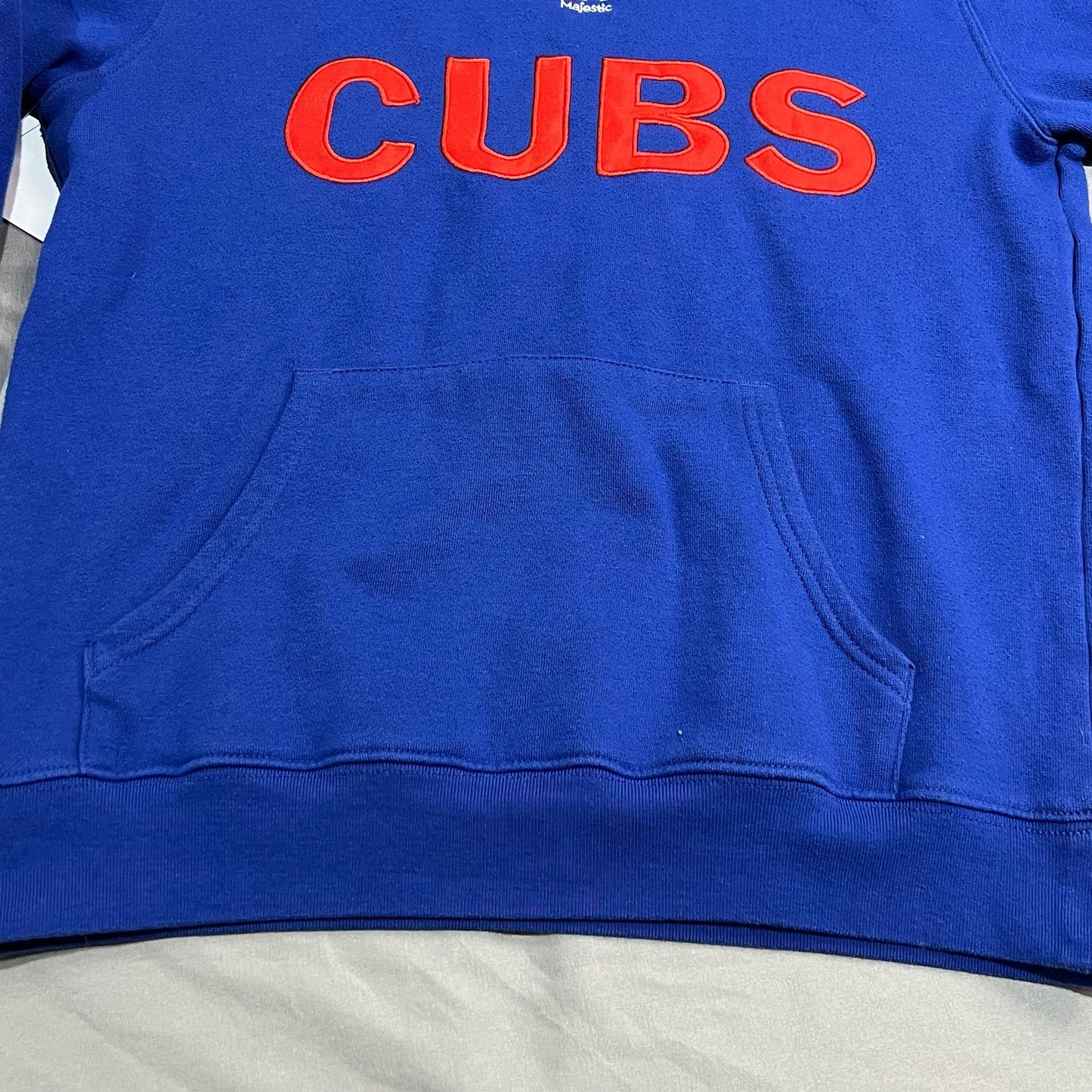 Chicago Cubs Hoodie Womans Large Sweat Shirt Blue MLB Majestic Pullover