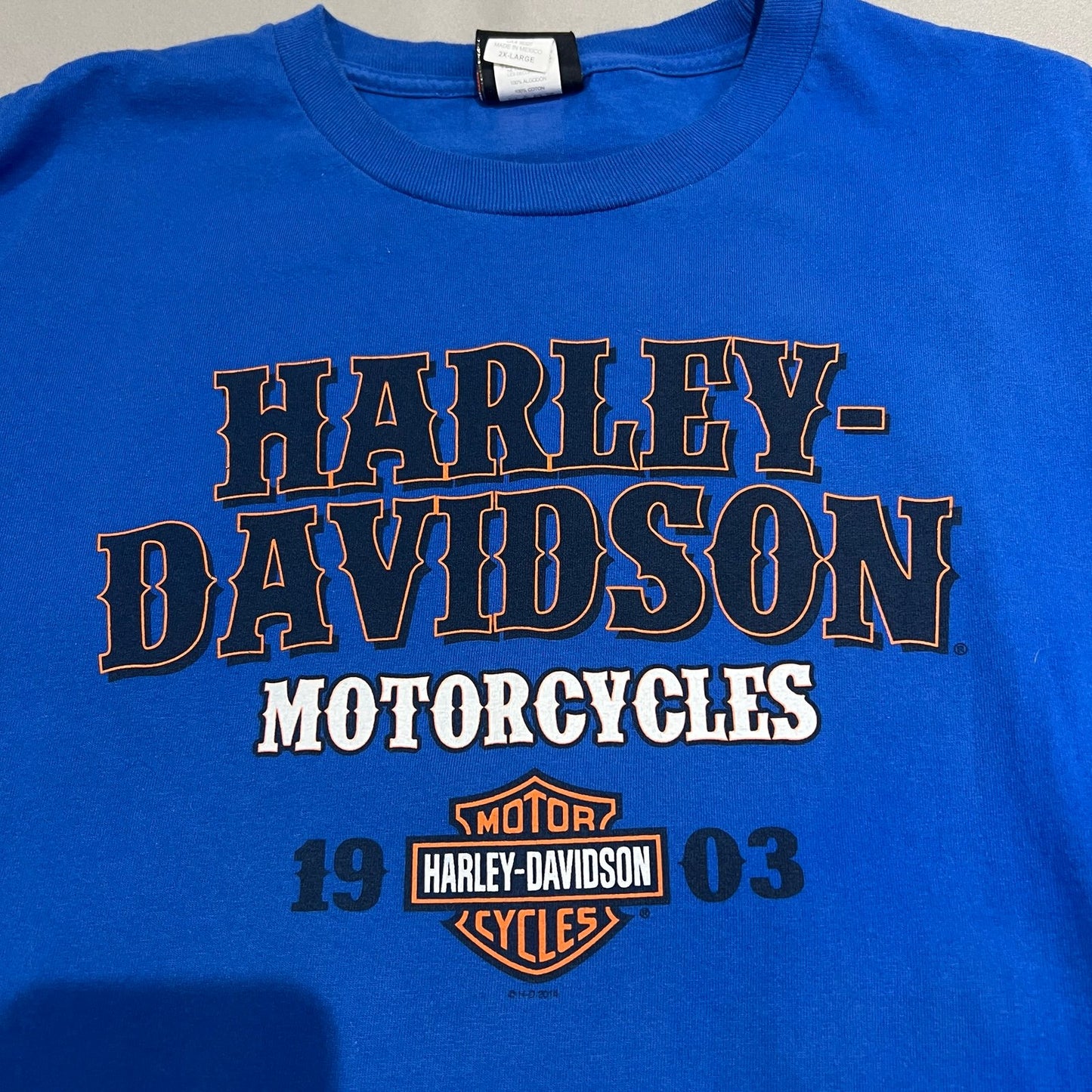 Harley Davidson Mauston Shirt Mens 2XL XXL Short Sleeve Blue Motorcycle Biker
