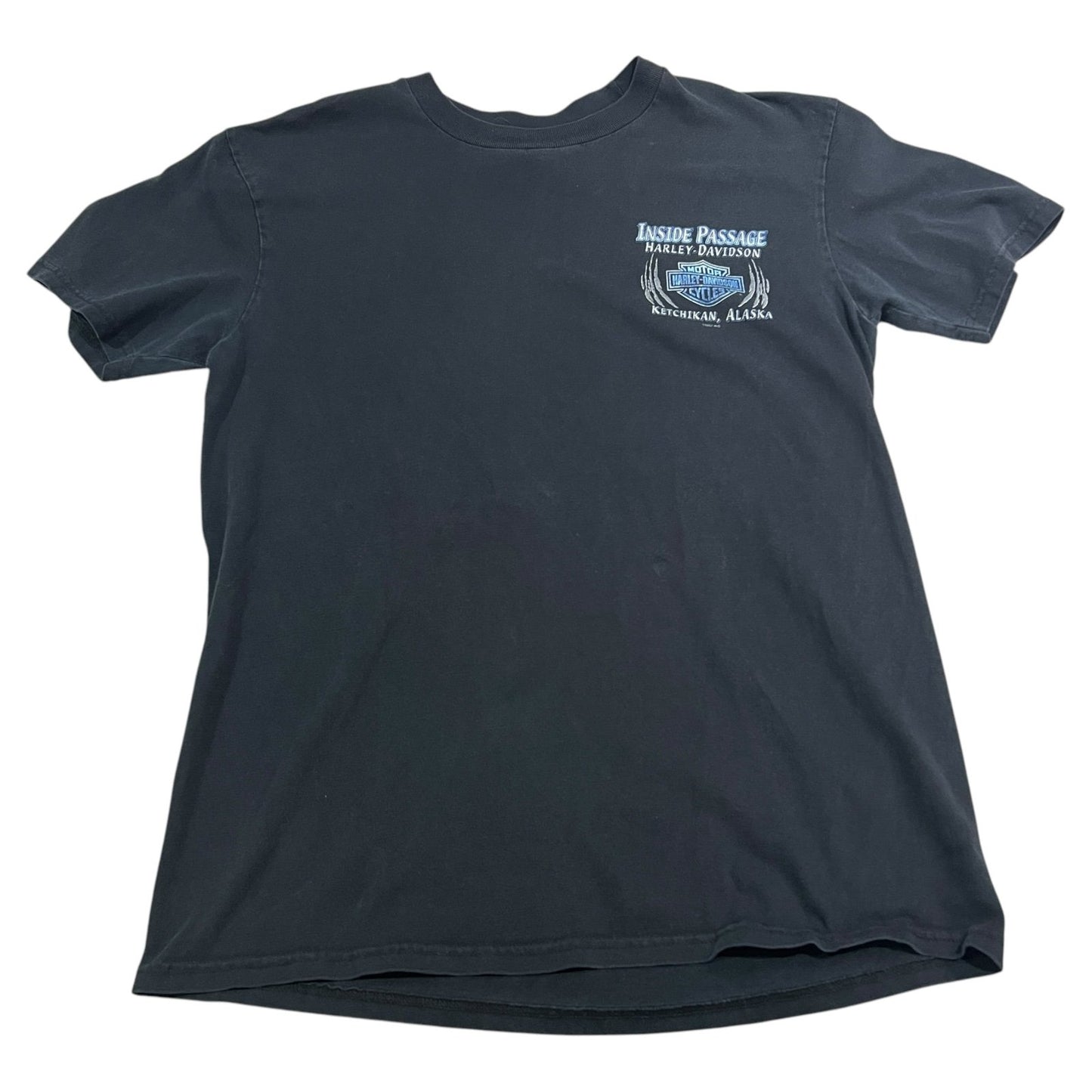 Harley Davidson Ketchikan Alaska Shirt Mens Large Inside Passage Black Wolf