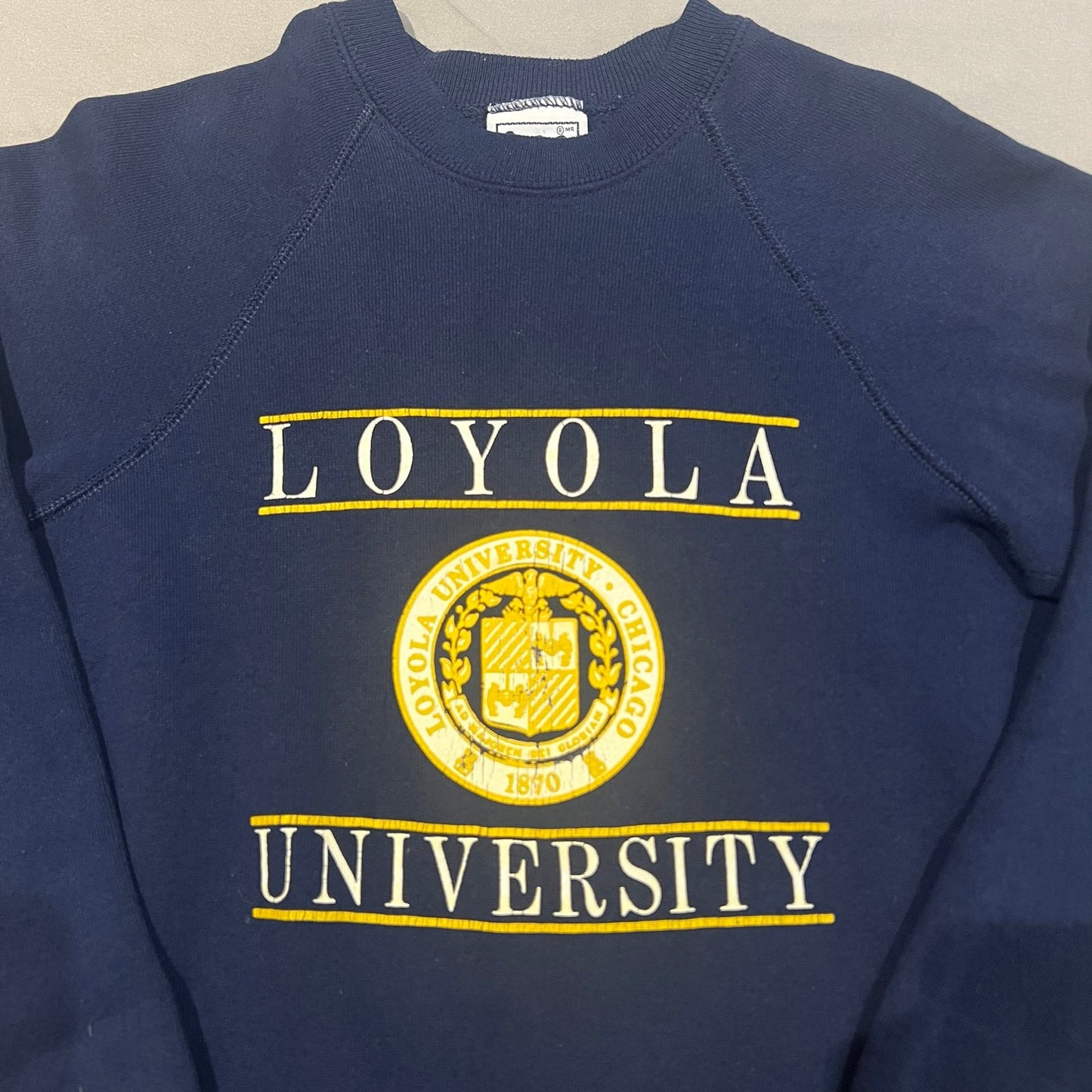 Vintage Loyola University Crewneck Sweater Kids Youth Medium Pullover Blue NCAA