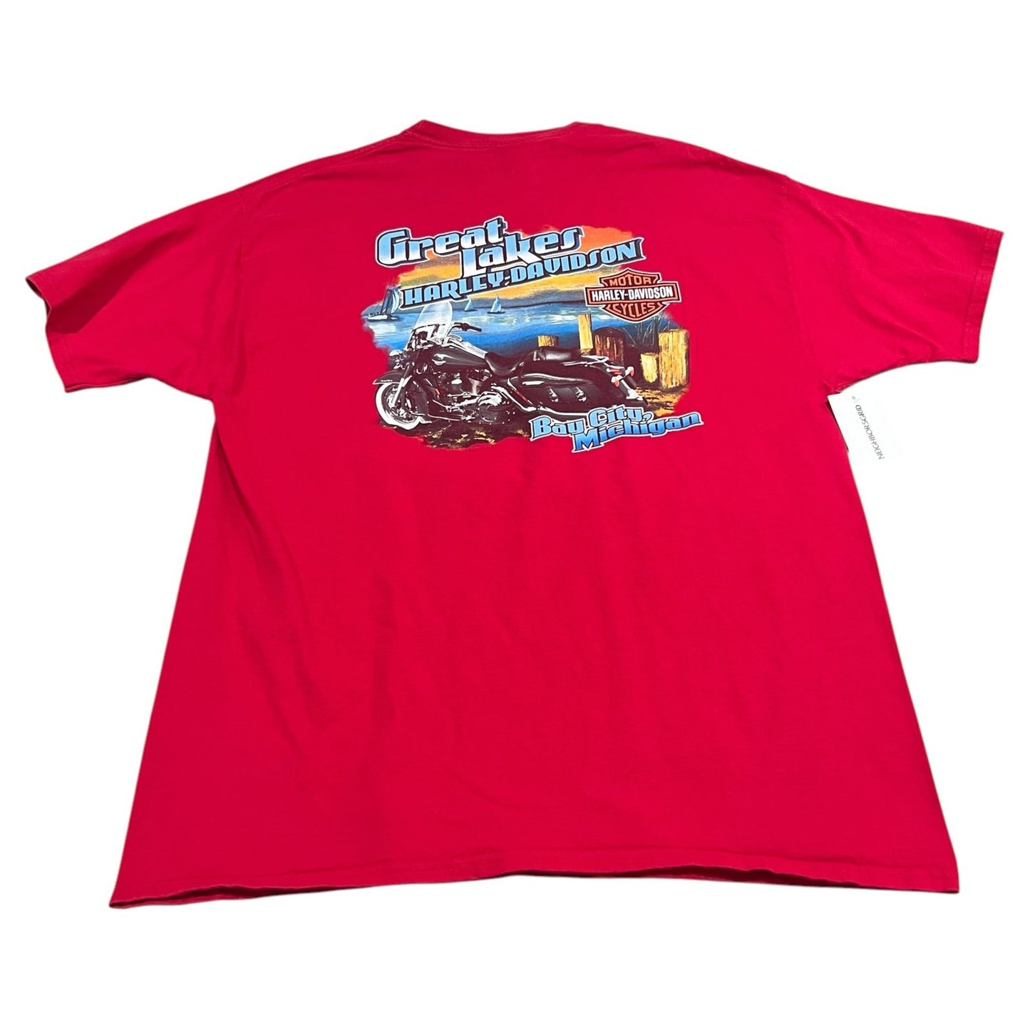 Harley Davidson Bay City Great Lakes Shirt Mens 2XL XXL Motorcycles Clown Red