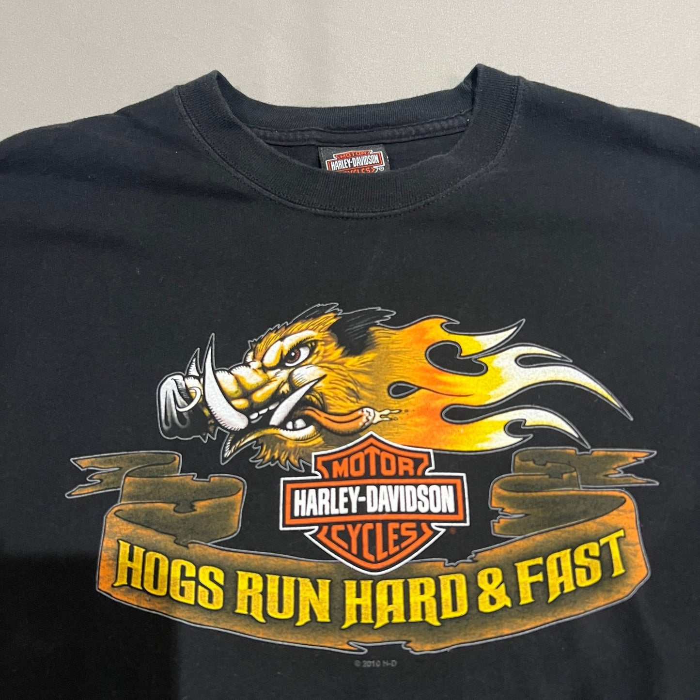 Harley Davidson Jamestown Shirt Mens 2XL XXL Hogs Run Hard & Fast Black