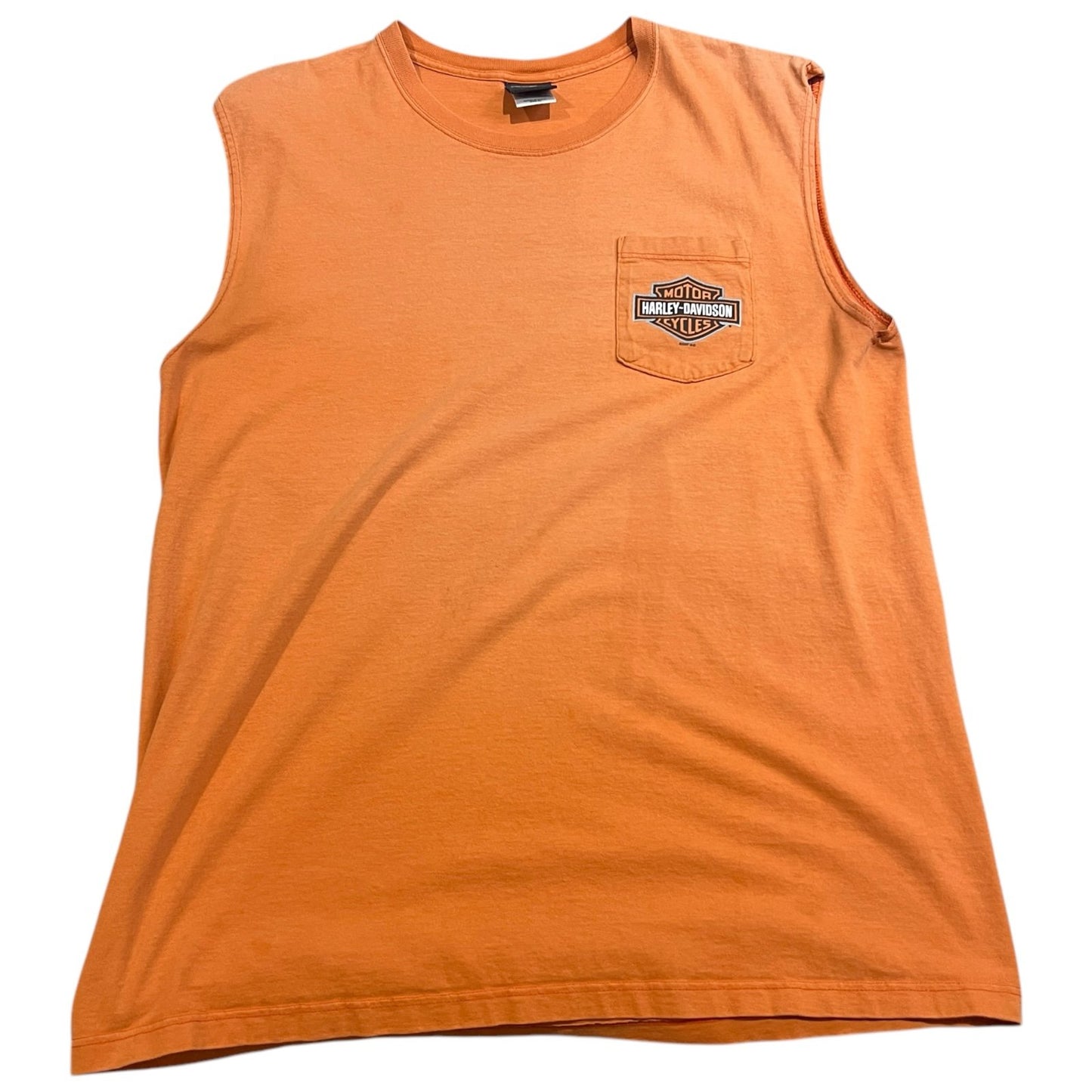 Harley Davidson Sleeveless Tank Top Shirt Mens XL Pocket Orlando Orange