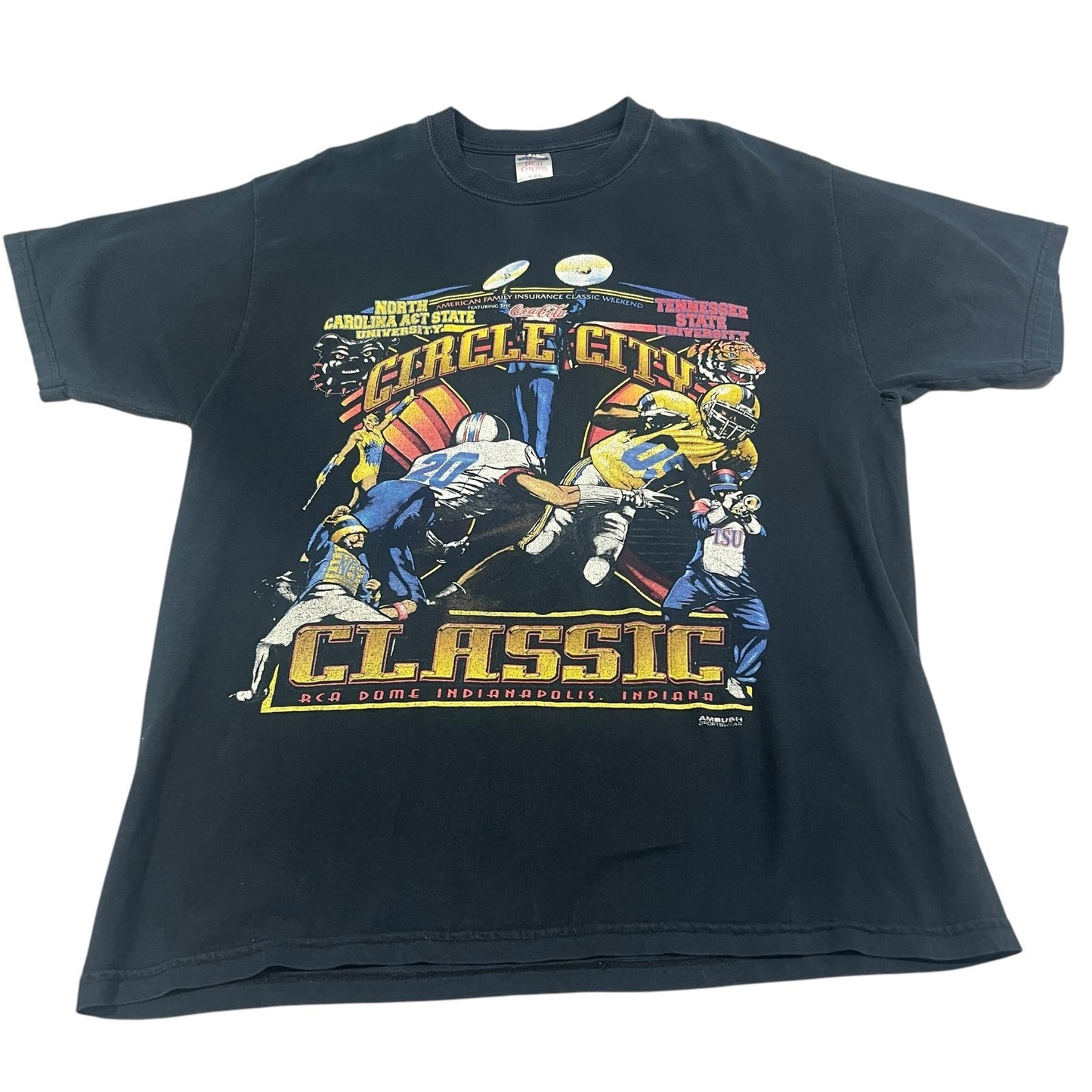 Vintage Coca Cola Circle City Classic Shirt Mens XL Black Short Sleeve