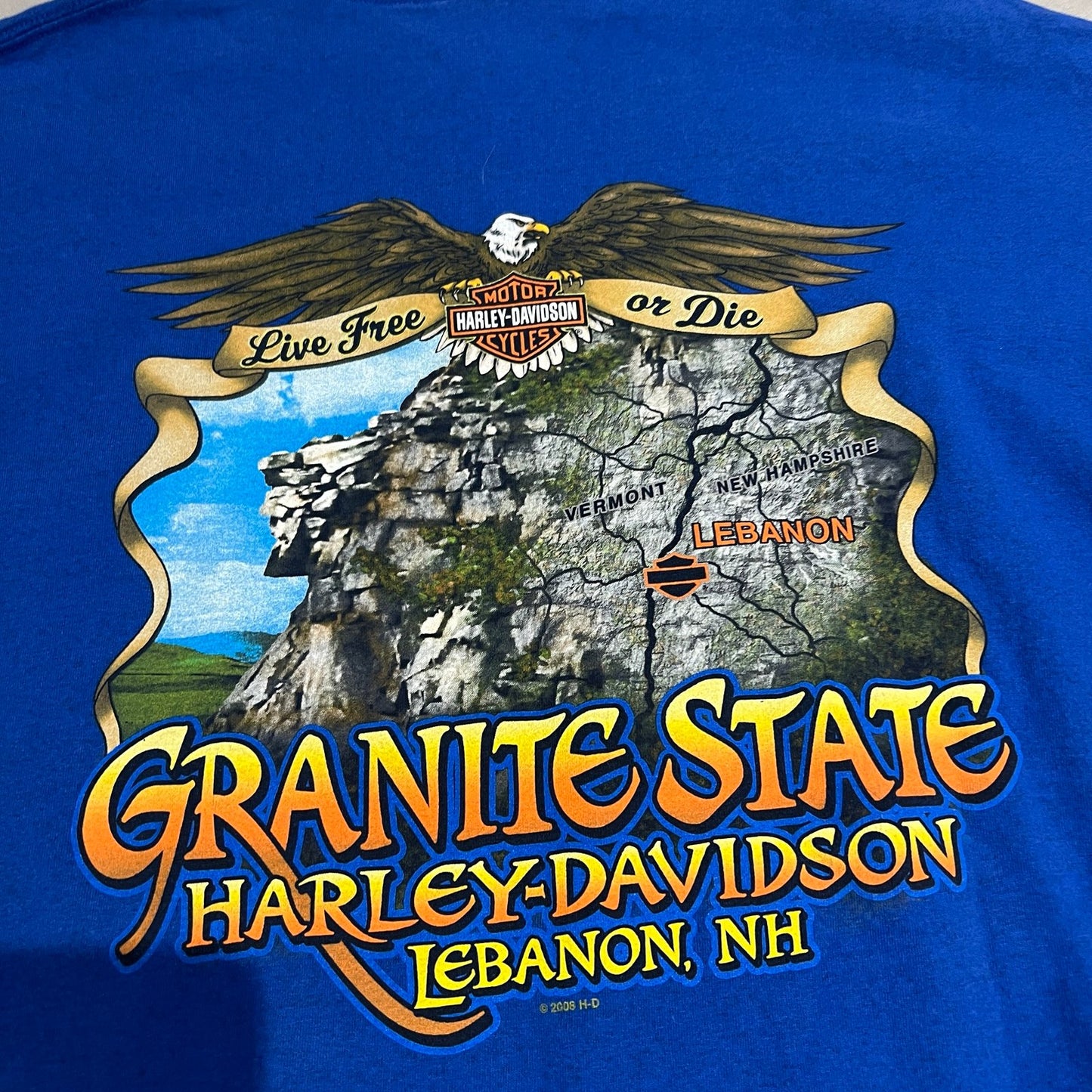Harley Davidson Lebanon Shirt Mens 2XL XXL Granite State Blue Short Sleeve