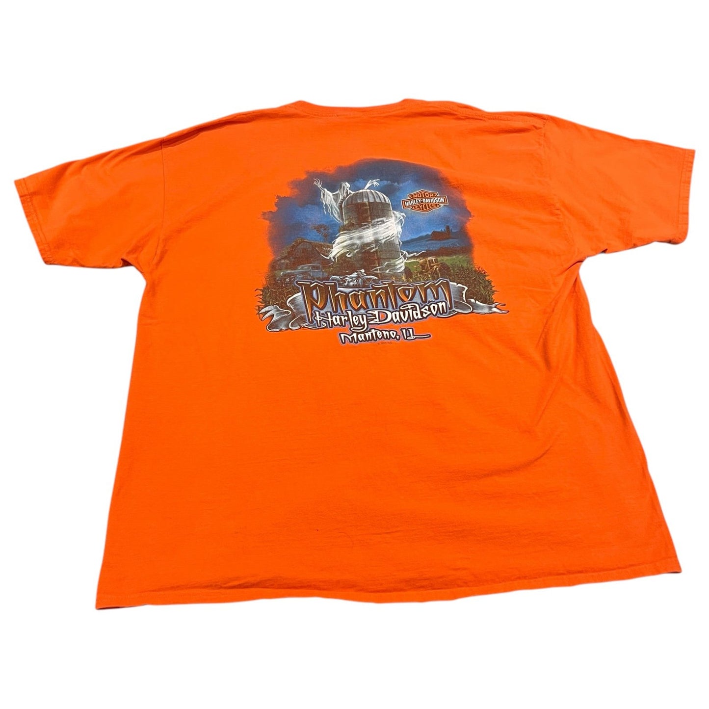 Harley Davidson Manteno Phantom Shirt Womens 2XL XXL Orange Short Sleeve
