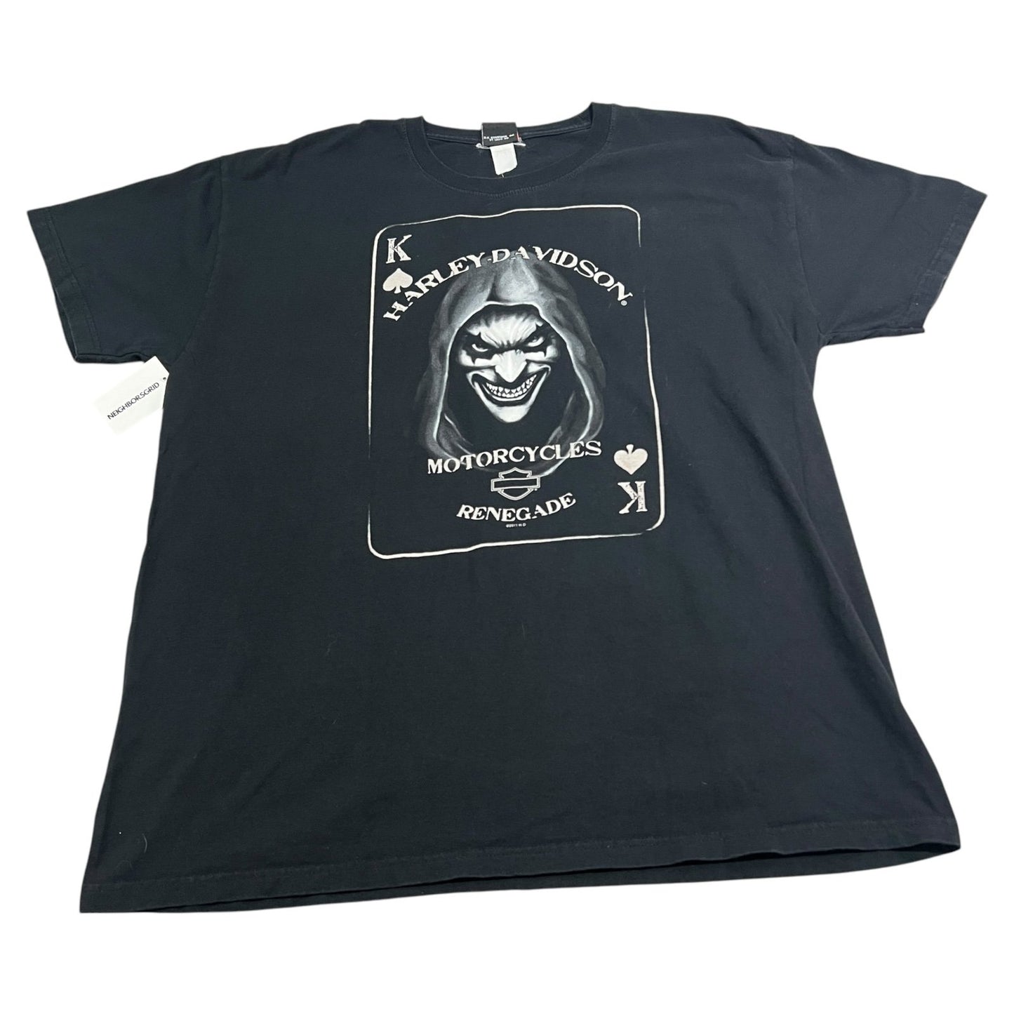 Harley Davidson Black River Falls Shirt Mens 2XL XXL Renegade Card Clown Black