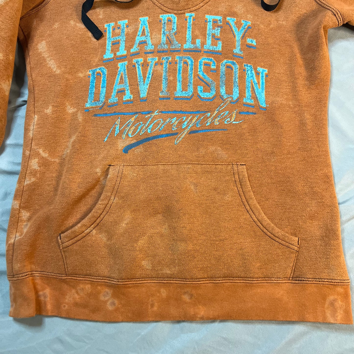 Harley Davidson Hoodie Womans Small Kenosha Orange Sweat Shirt Pullover Motorcycle