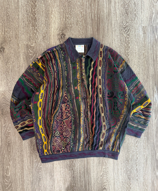(Mens Large) 90s Coogi 3D Knit Collar Sweater