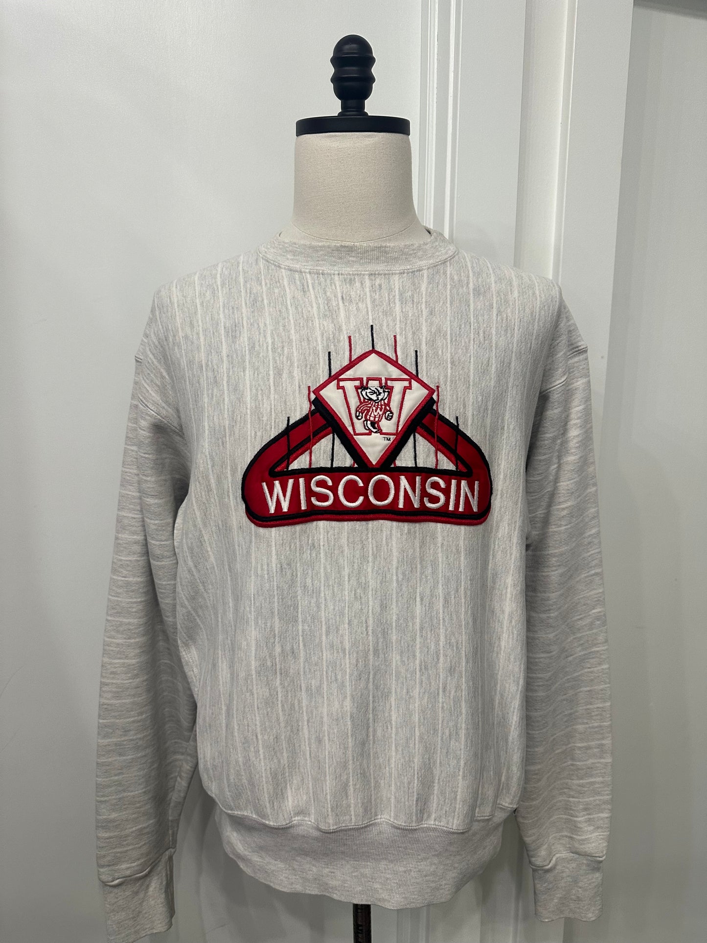 (Mens XL) 90s Wisconsin University Striped Sweater 007