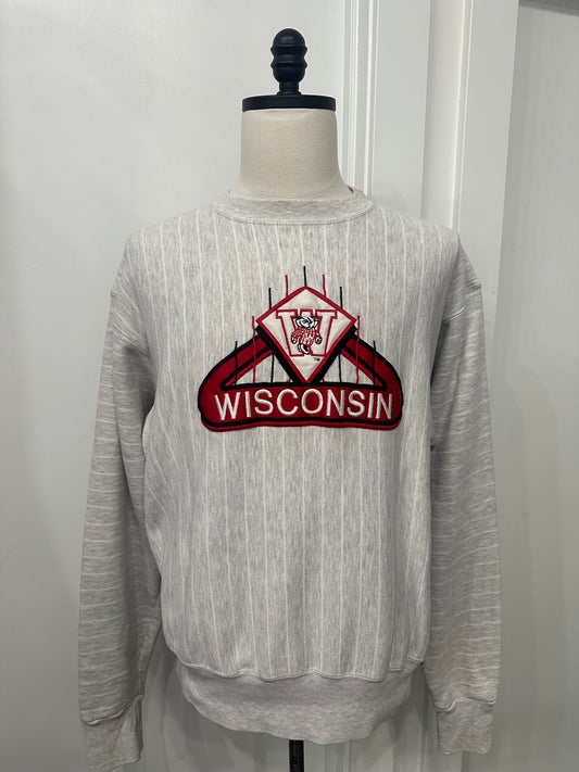 (Mens XL) 90s Wisconsin University Striped Sweater 007