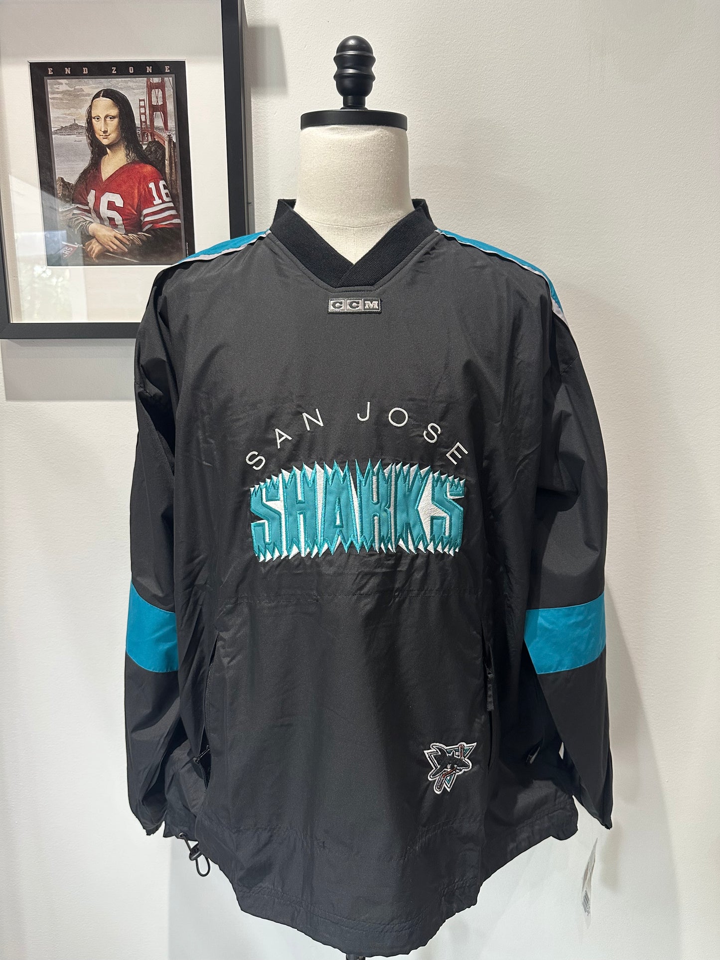 (Mens XL) 90s San Jose Sharks Pull-Over Windbreaker 007