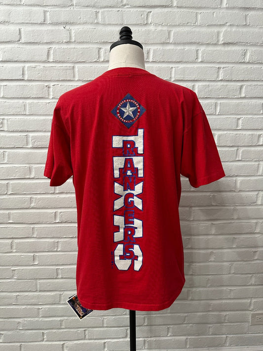 (Mens XL) Vintage 90s Bike Texas Rangers Red T-shirt|984