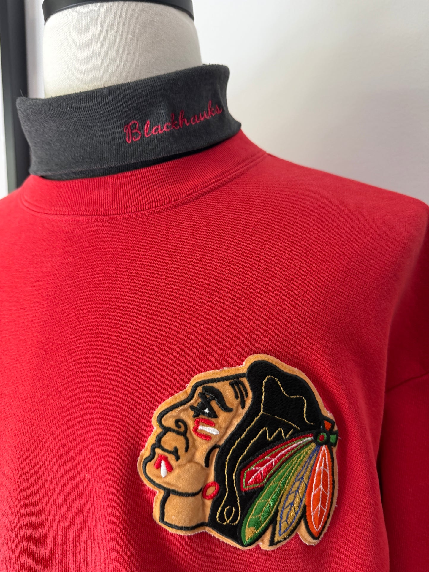 (Mens XL) 90s Chicago Blackhawks Turtle Neck Sweater