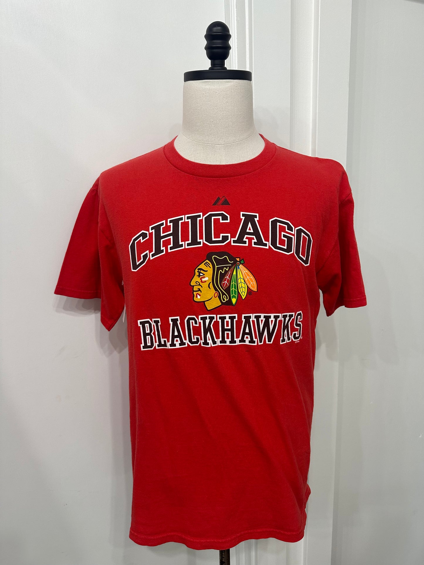 (Mens Medium) NHL Chicago Blackhawks Spell-Out Shirt 007