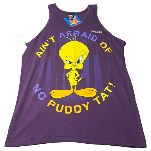 NWT Tweety Bird Looney Tunes Tank Top Shirt Womans Large Purple 1996