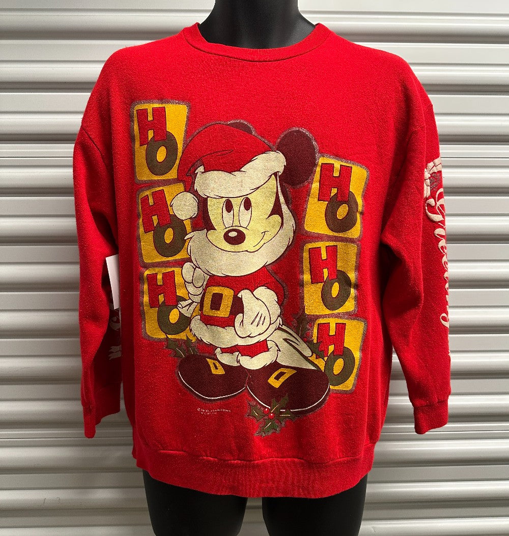 (Mens L) 90s Disney Mickey Mouse Christmas Crewneck Sweater|2171