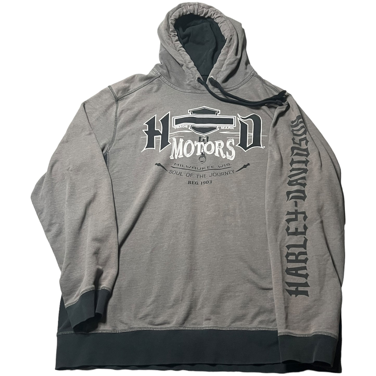 Harley Davidson Hoodie Mens Large Gray Sweat Shirt Milwaukee Motorcycle Biker