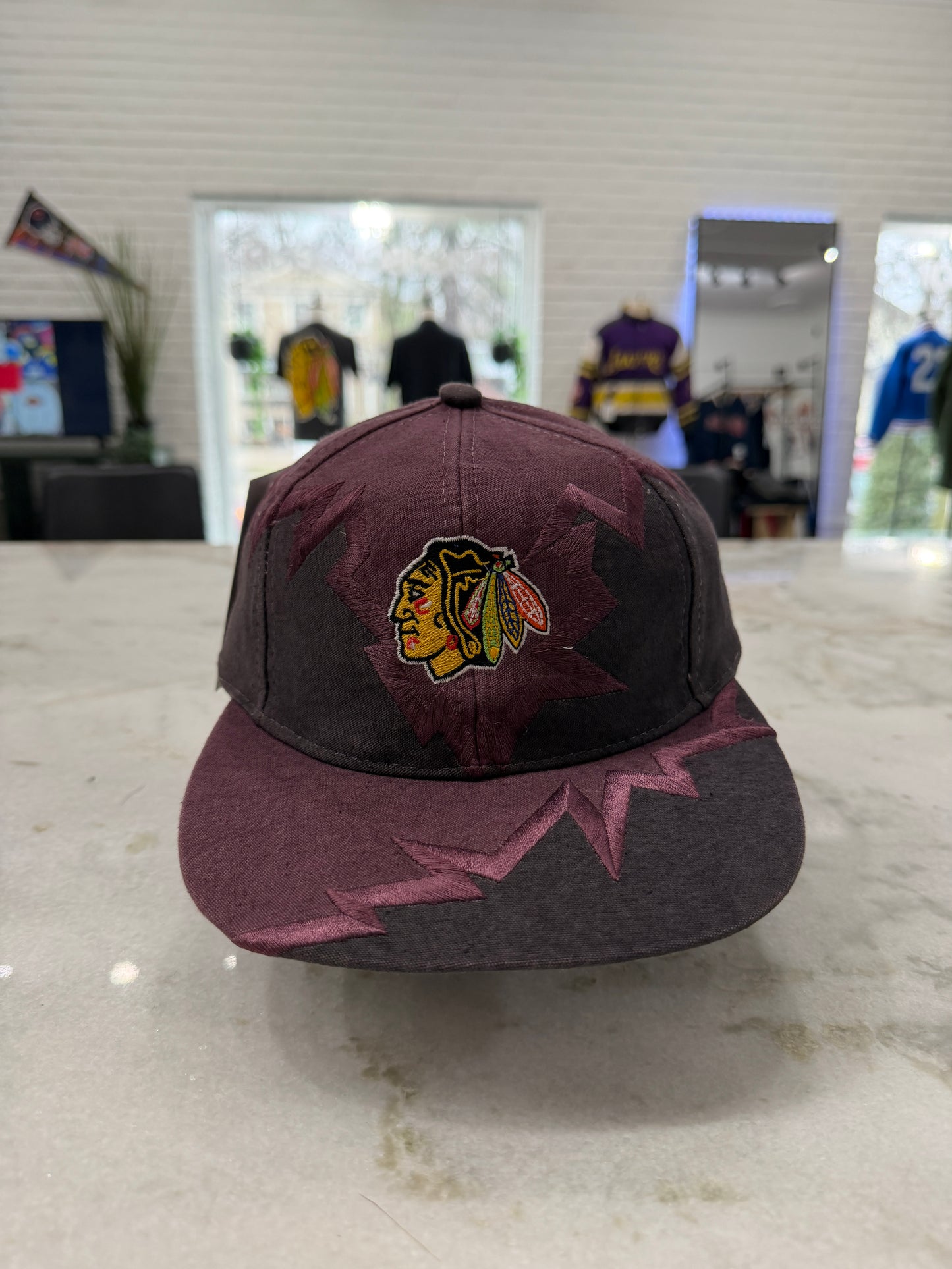 90s Chicago Blackhawks Drew Pearson Jagged Edge Hat