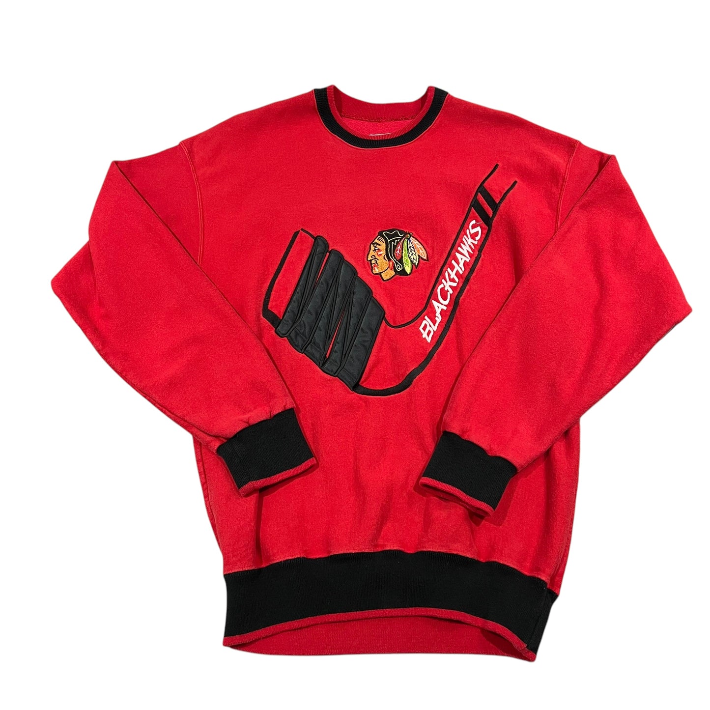 Vintage 90's Chicago Blackhawks Crewneck Mens Medium NHL Hockey Stick
