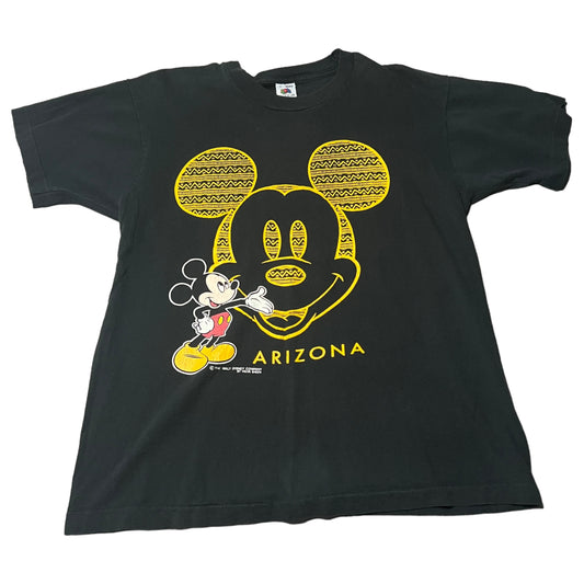 Vintage Mickey Mouse Disney Shirt Mens Large Velva Sheen Black Arizona