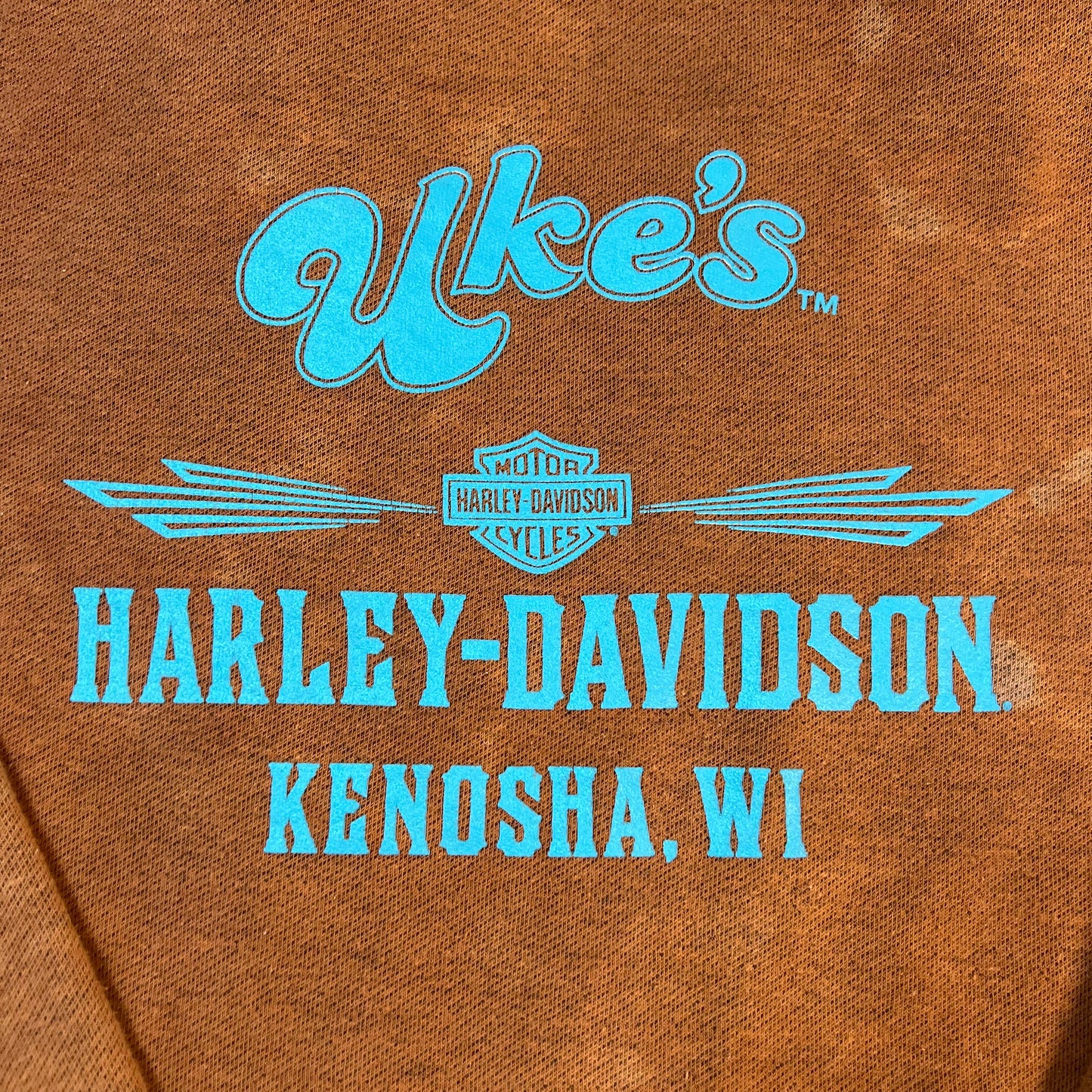 Harley Davidson Hoodie Womans Small Kenosha Orange Sweat Shirt Pullover Motorcycle