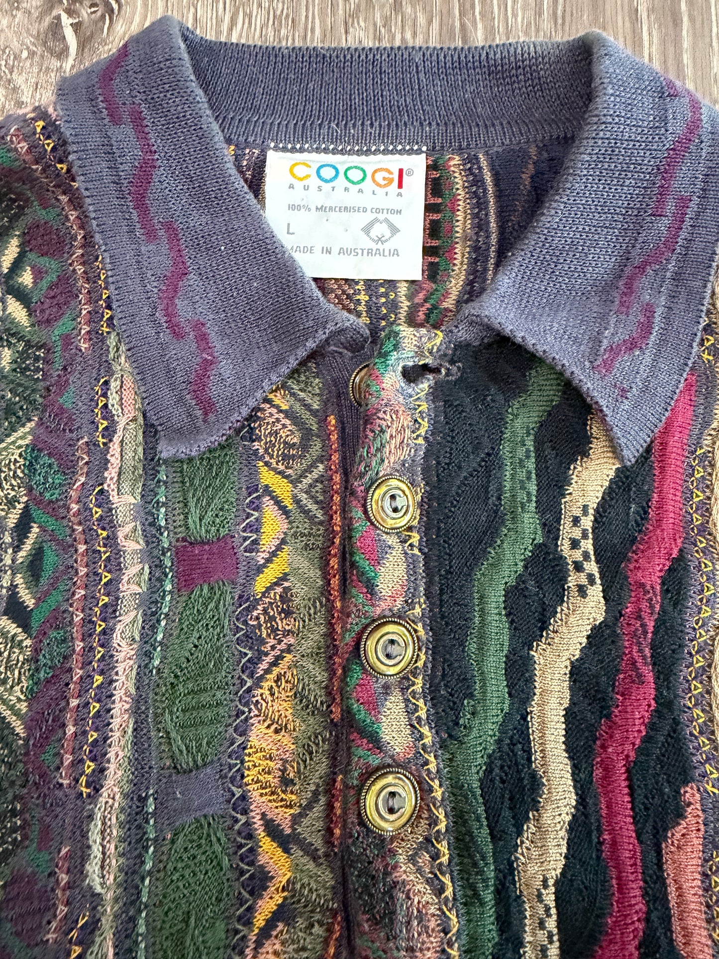 (Mens Large) 90s Coogi 3D Knit Collar Sweater