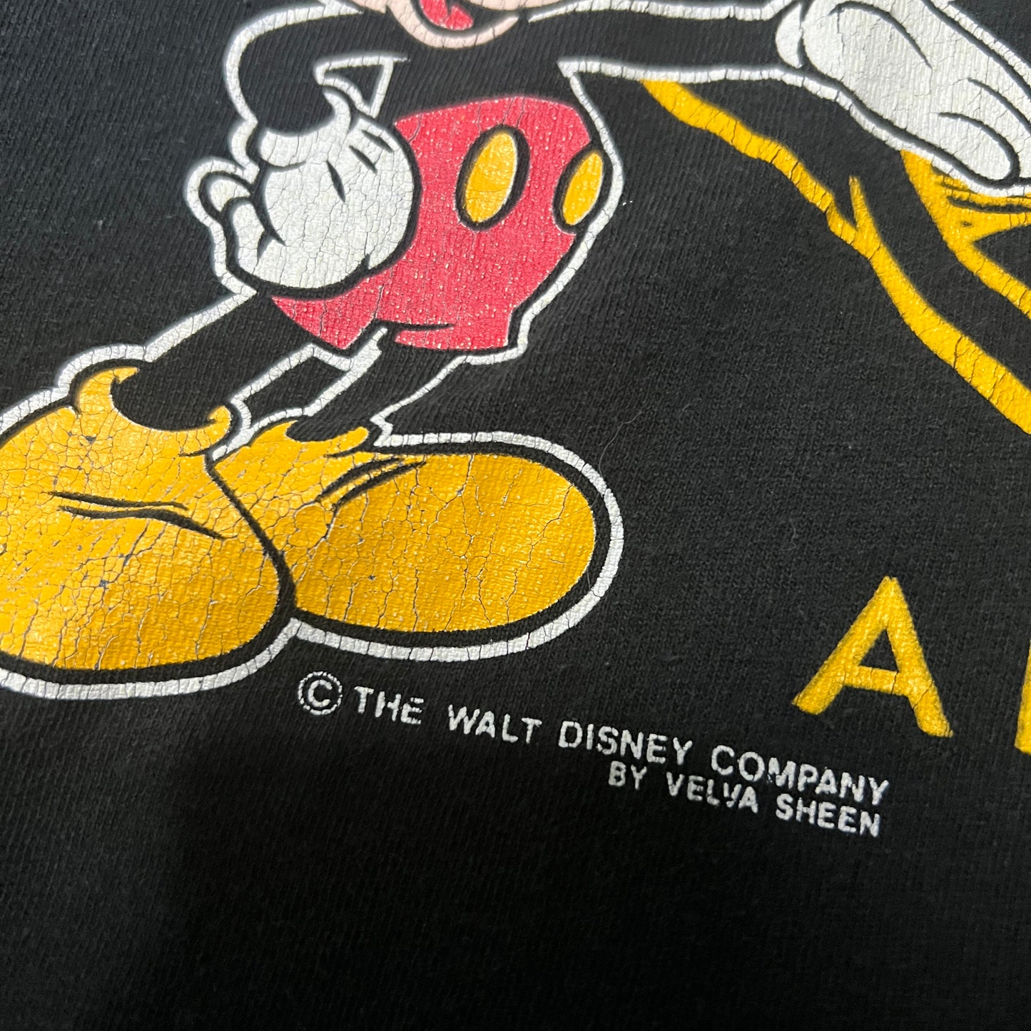 Vintage Mickey Mouse Disney Shirt Mens Large Velva Sheen Black Arizona