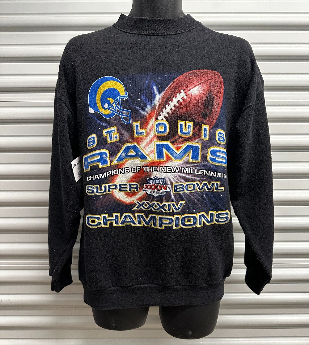(Mens L) 90s St.Louis Rams Crewneck Sweater|2156