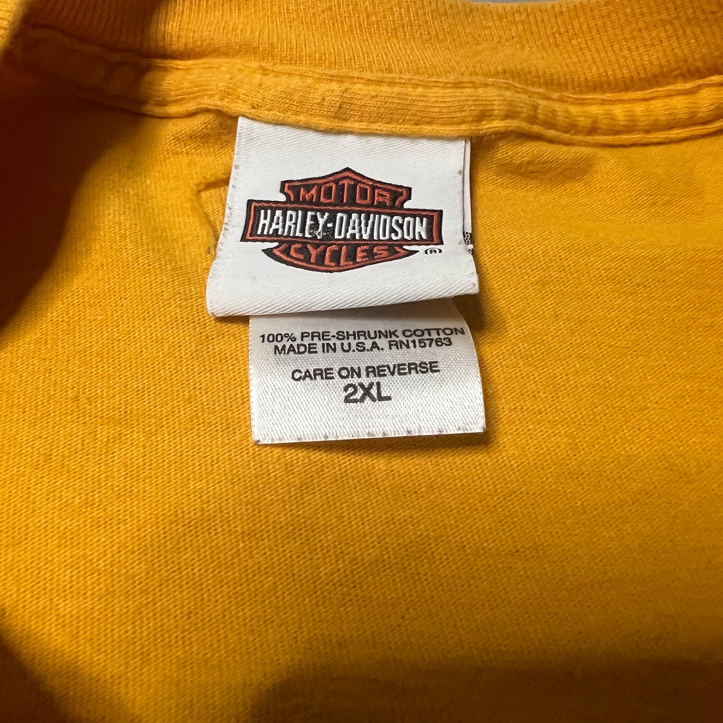 Harley Davidson Shirt Mens 2XL XXL Kirkwood St Louis Yellow Motorcycle Short Sleeve