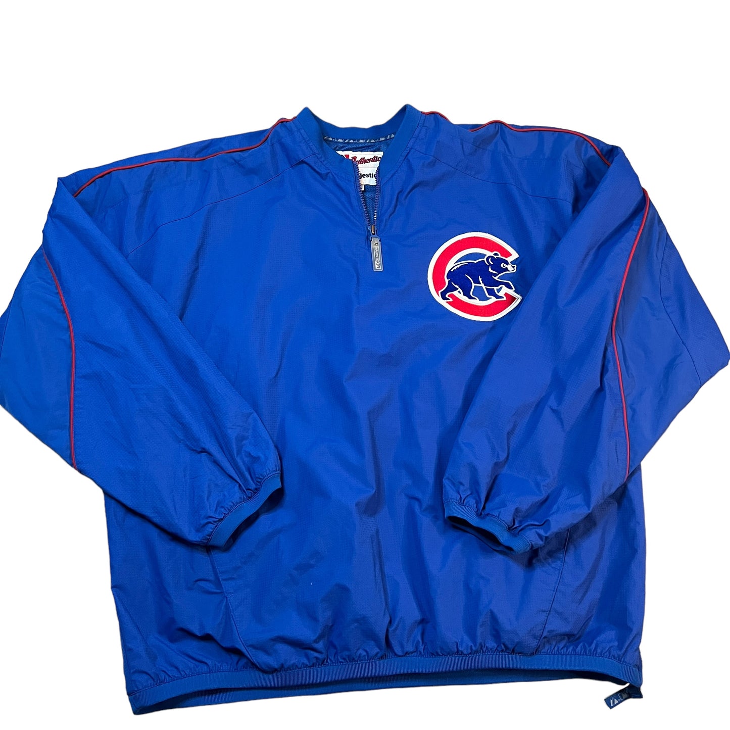 Chicago Cubs Jacket Mens XL Quarter Zip Majestic MLB Blue Pullover