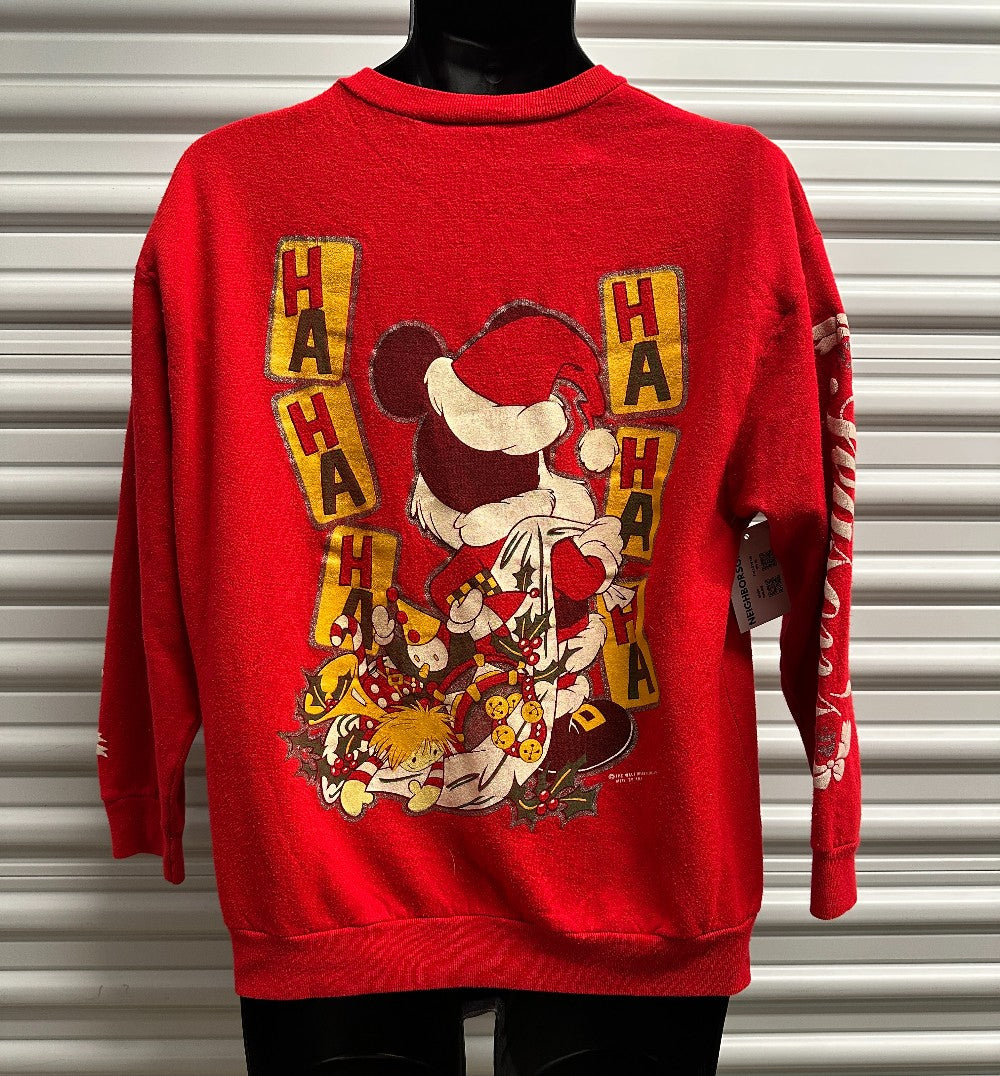 (Mens L) 90s Disney Mickey Mouse Christmas Crewneck Sweater|2172