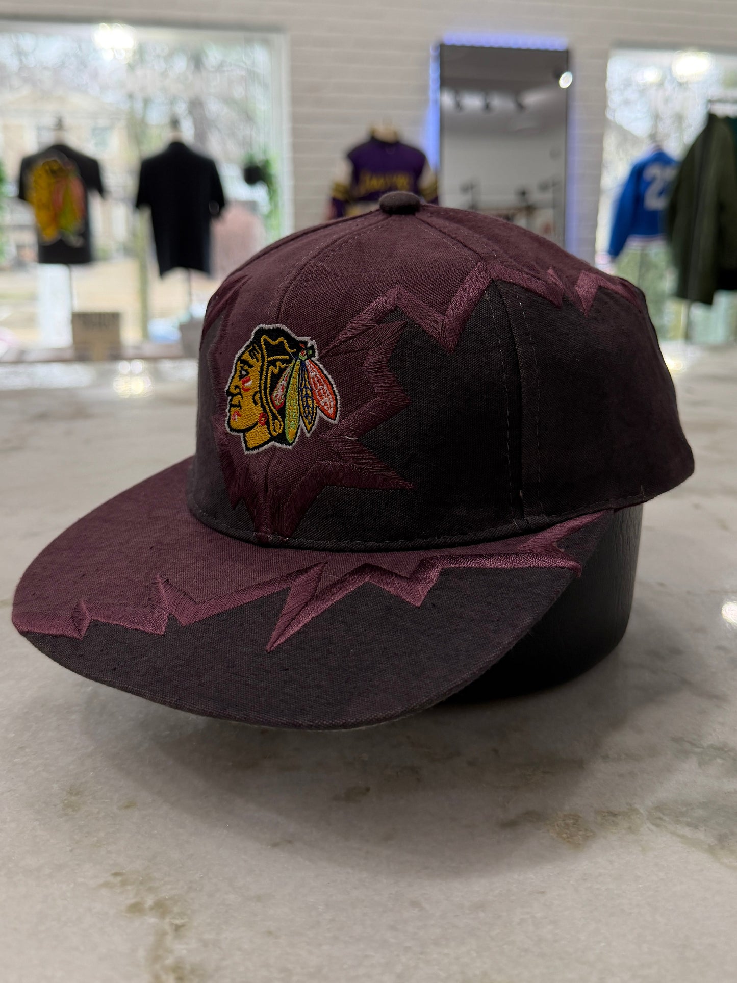 90s Chicago Blackhawks Drew Pearson Jagged Edge Hat