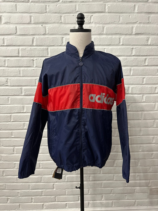 (Mens L) Vintage 80s Navy Blue & Red Adidas Full-Track Suit|920