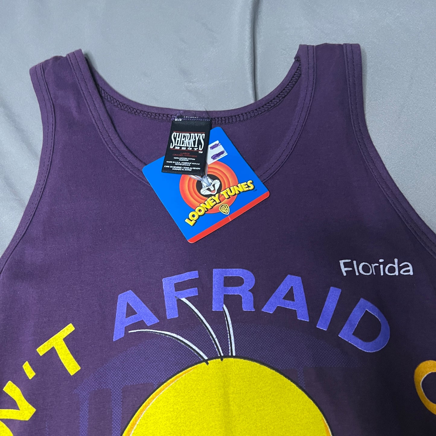 NWT Tweety Bird Looney Tunes Tank Top Shirt Womans Large Purple 1996