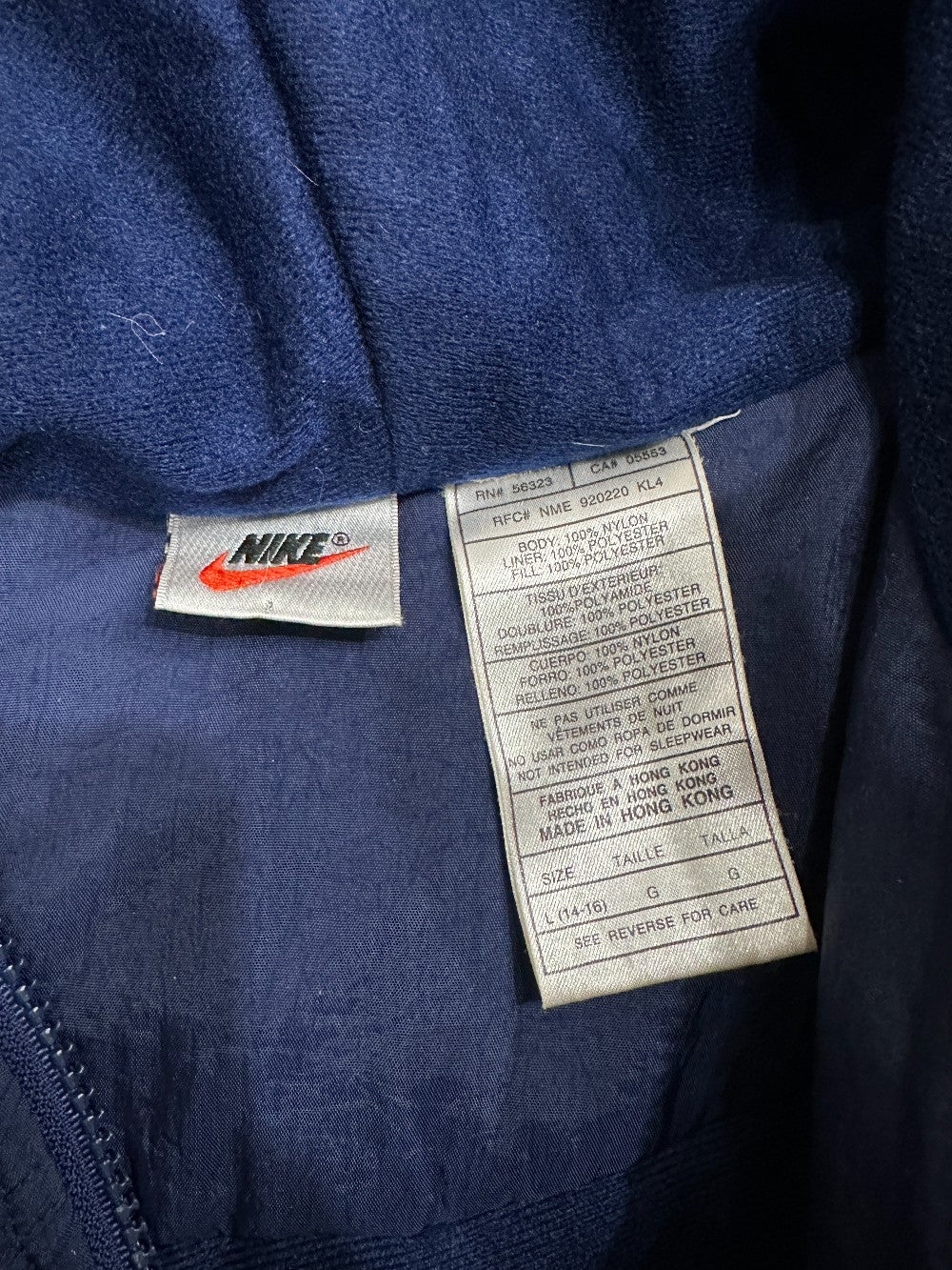 (Mens L) Vintage 90s Blue Nike Puffer Jacket|875