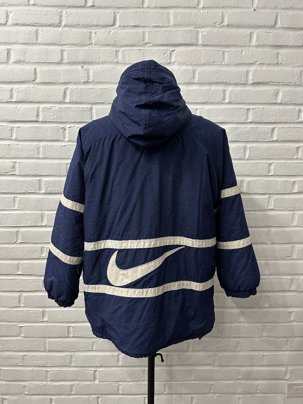 (Mens L) Vintage 90s Blue Nike Puffer Jacket|871
