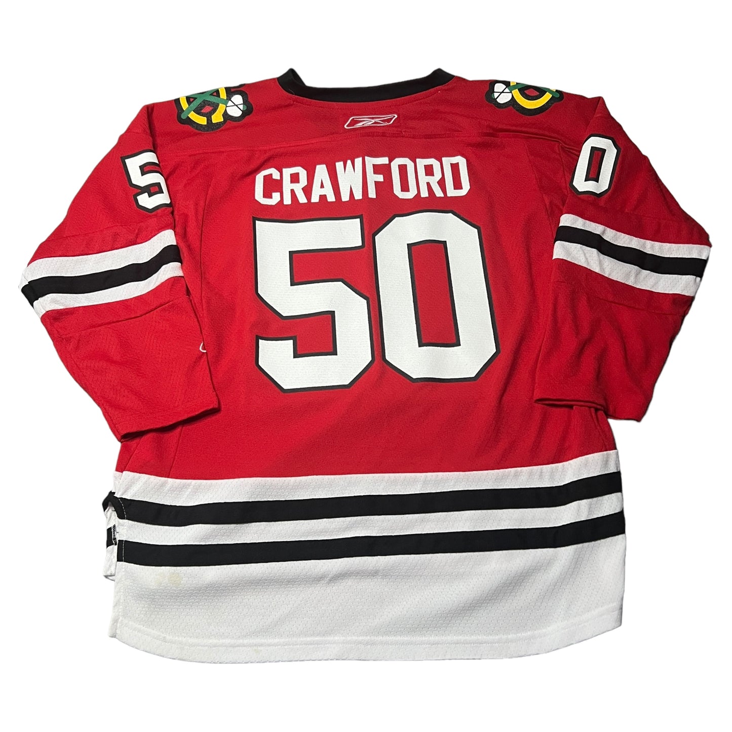 Joey Crawford #50 Chicago Blackhawks Jersey Kids Youth Large XL Reebok Red NHL