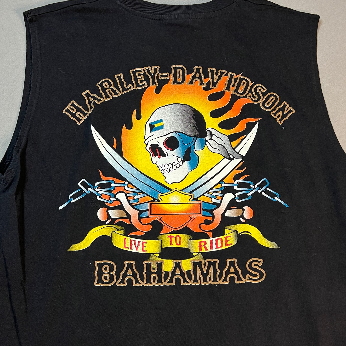 Harley Davidson Shirt Mens XL Tank Top Bahamas Sleeveless Skull Motorcycle Biker