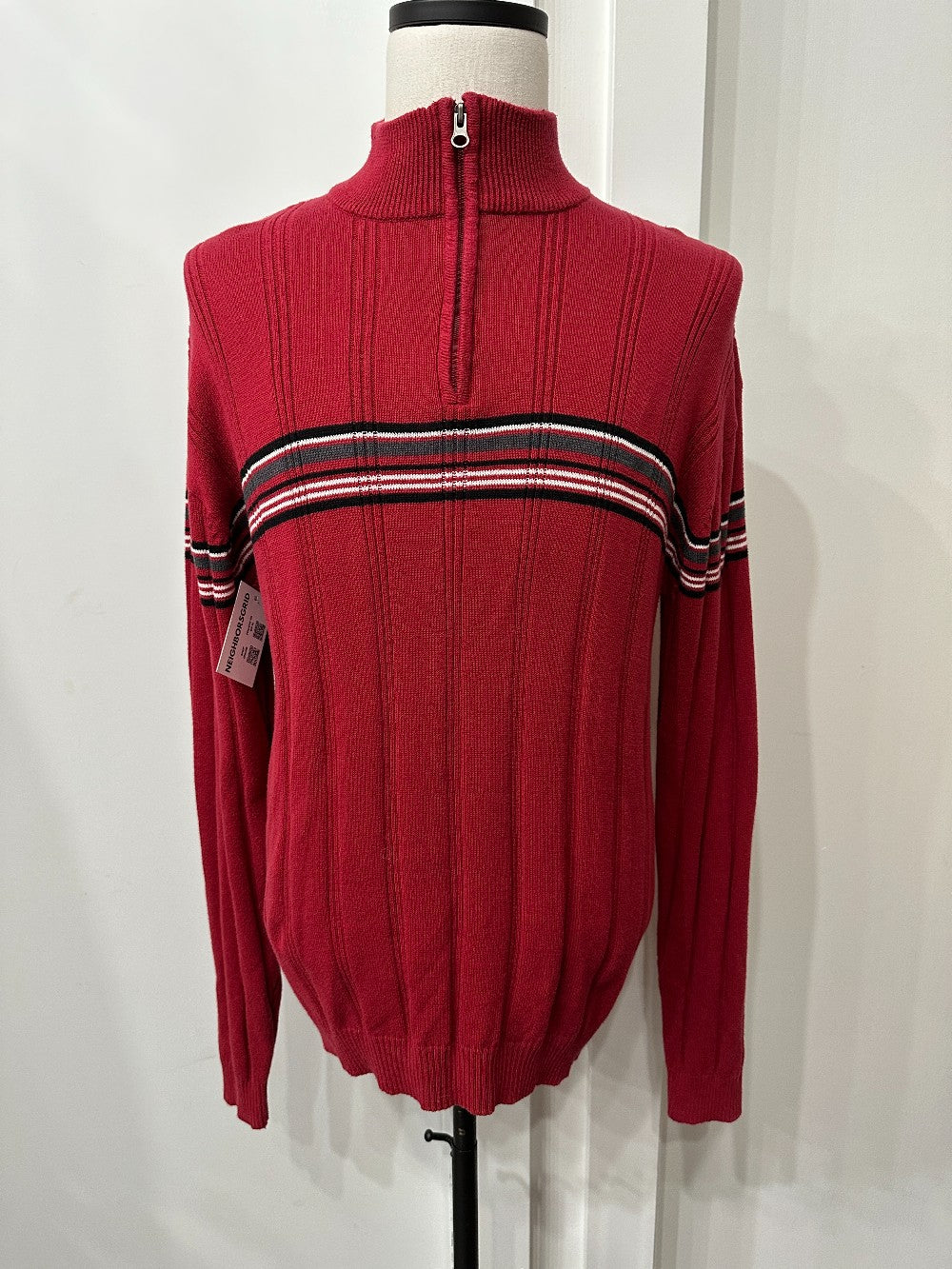 (Womens XXL) XG Red 1/4 Zip Knit Sweater|2829