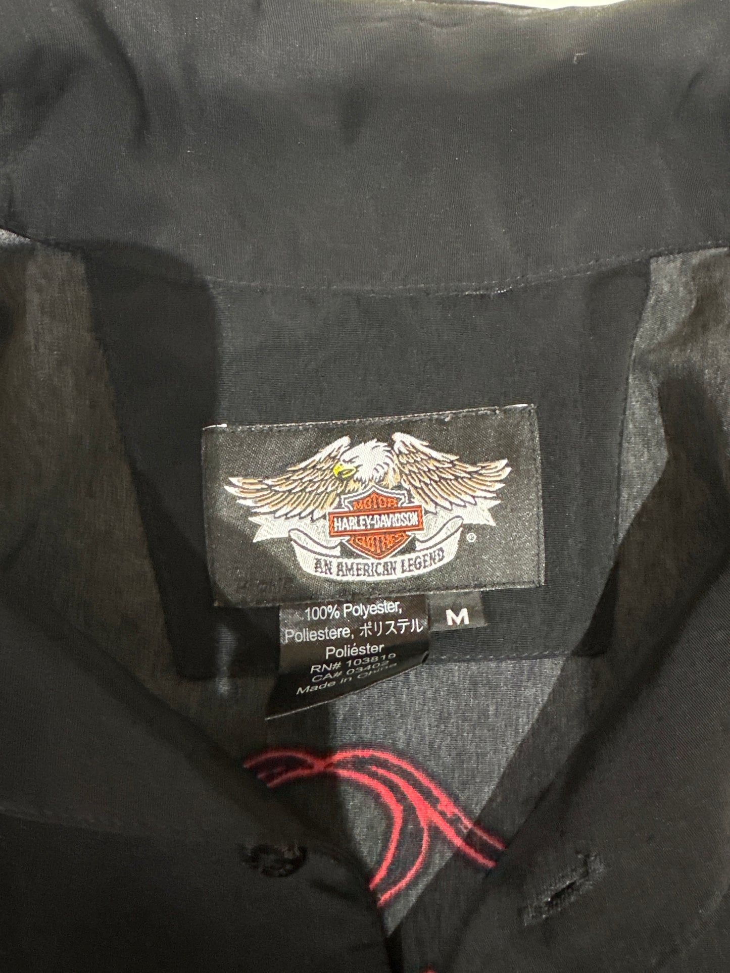 (Mens Medium) Harley Davidson Black & Red Button-Up Shirt 007