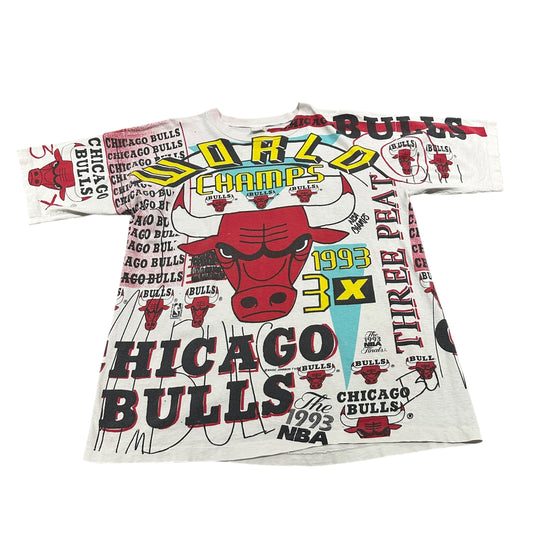 Vintage Chicago Bulls Mens Large Shirt Magic Johnson All Over Print